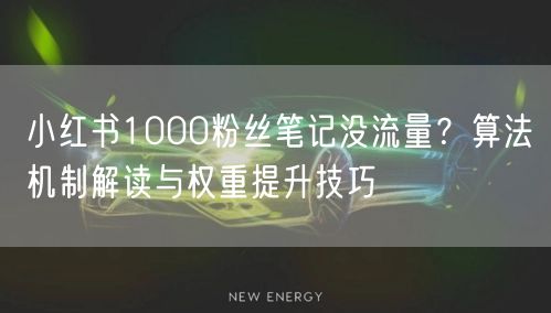 小红书1000粉丝笔记没流量？算法机制解读与权重提升技巧