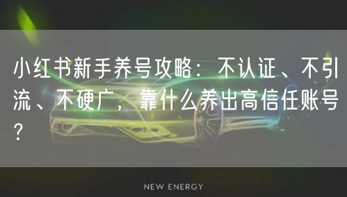 小红书新手养号攻略：不认证、不引流、不硬广，靠什么养出高信任账号？