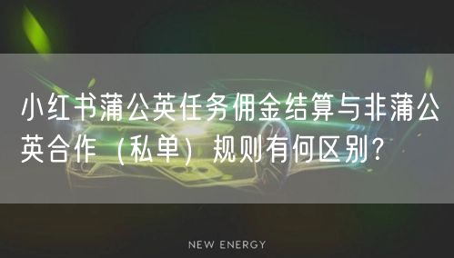小红书蒲公英任务佣金结算与非蒲公英合作（私单）规则有何区别？